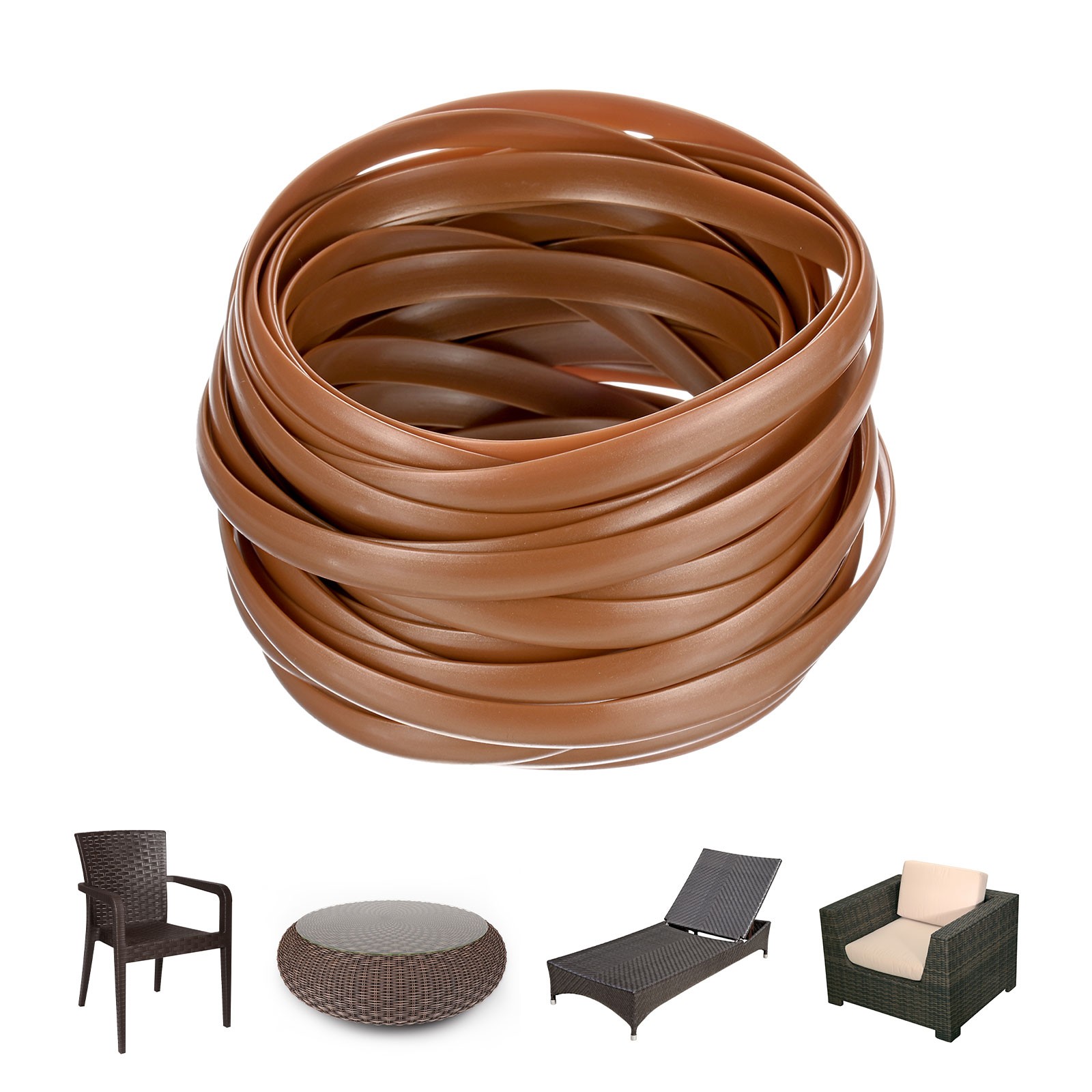 1-Pack Wicker Repair Kit, 8mm x 33ft/10m Plastic Flat Rattan [Light Brown]