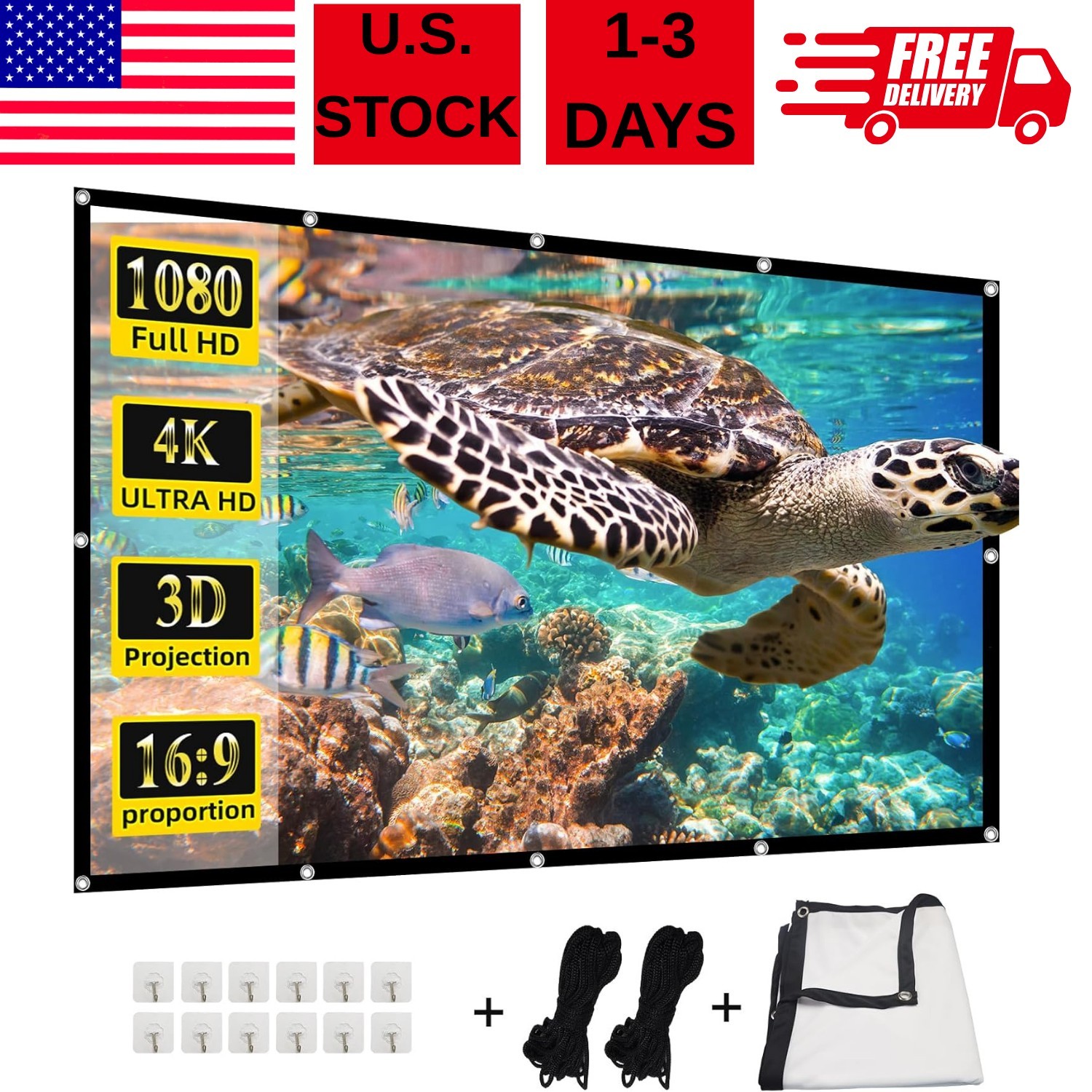 Pantalla De Proyector 120 Pulgadas HD 4K Para Proyectores Electricas En Oferta