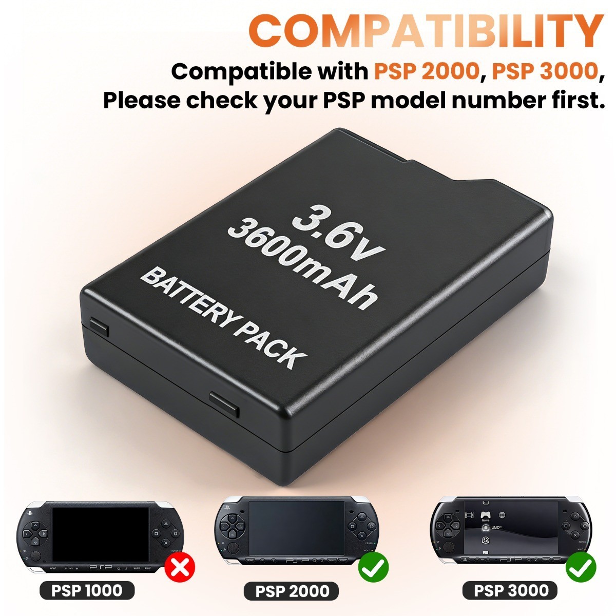 Rechargeable Replacement Battery 3600mAh 3.6V For Sony PSP 2000 2001 3000 3001