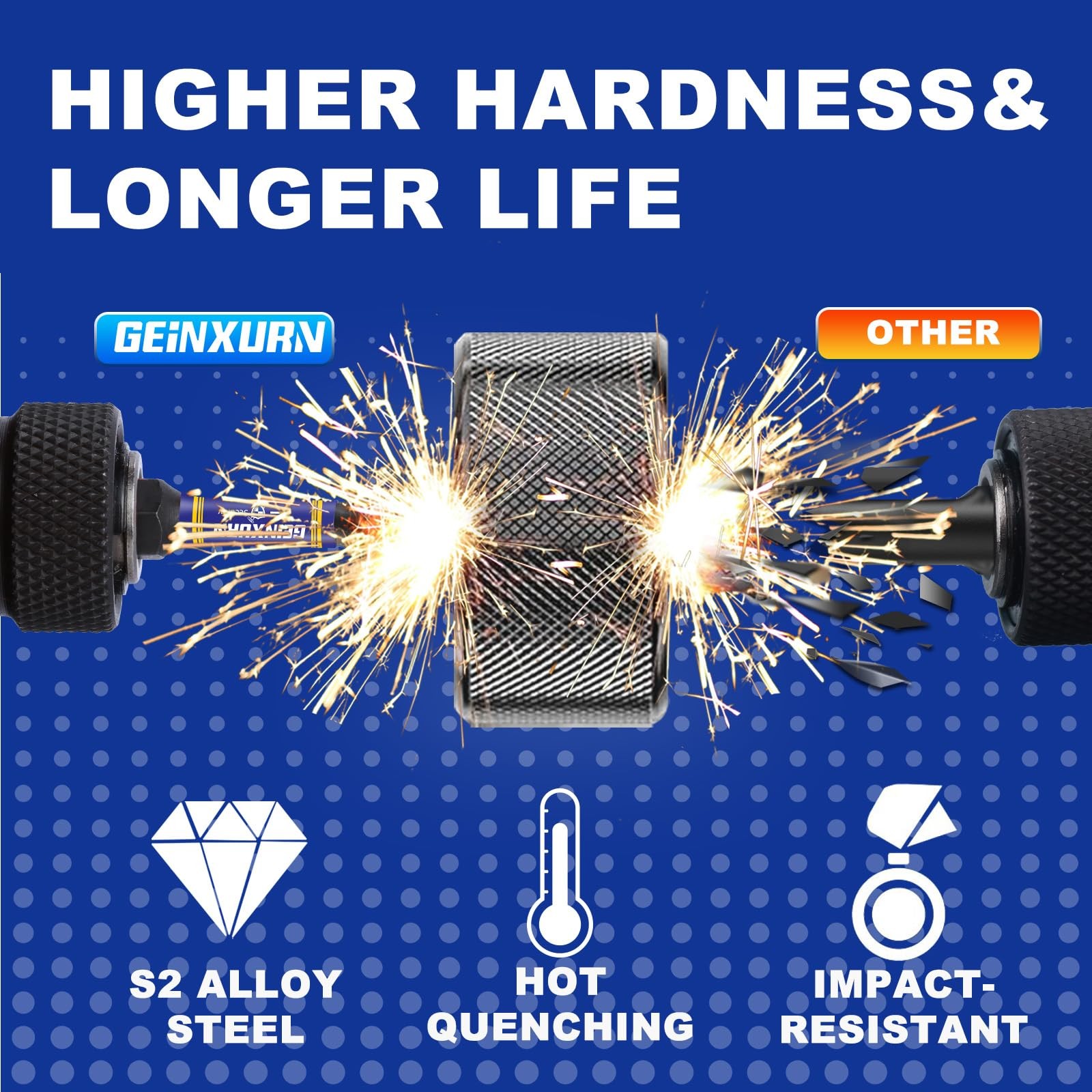 Geinxurn Impact Hex Screwdriver Bits Set,45 Pcs 2" Magnetic 2''-45PCS, Hex-s
