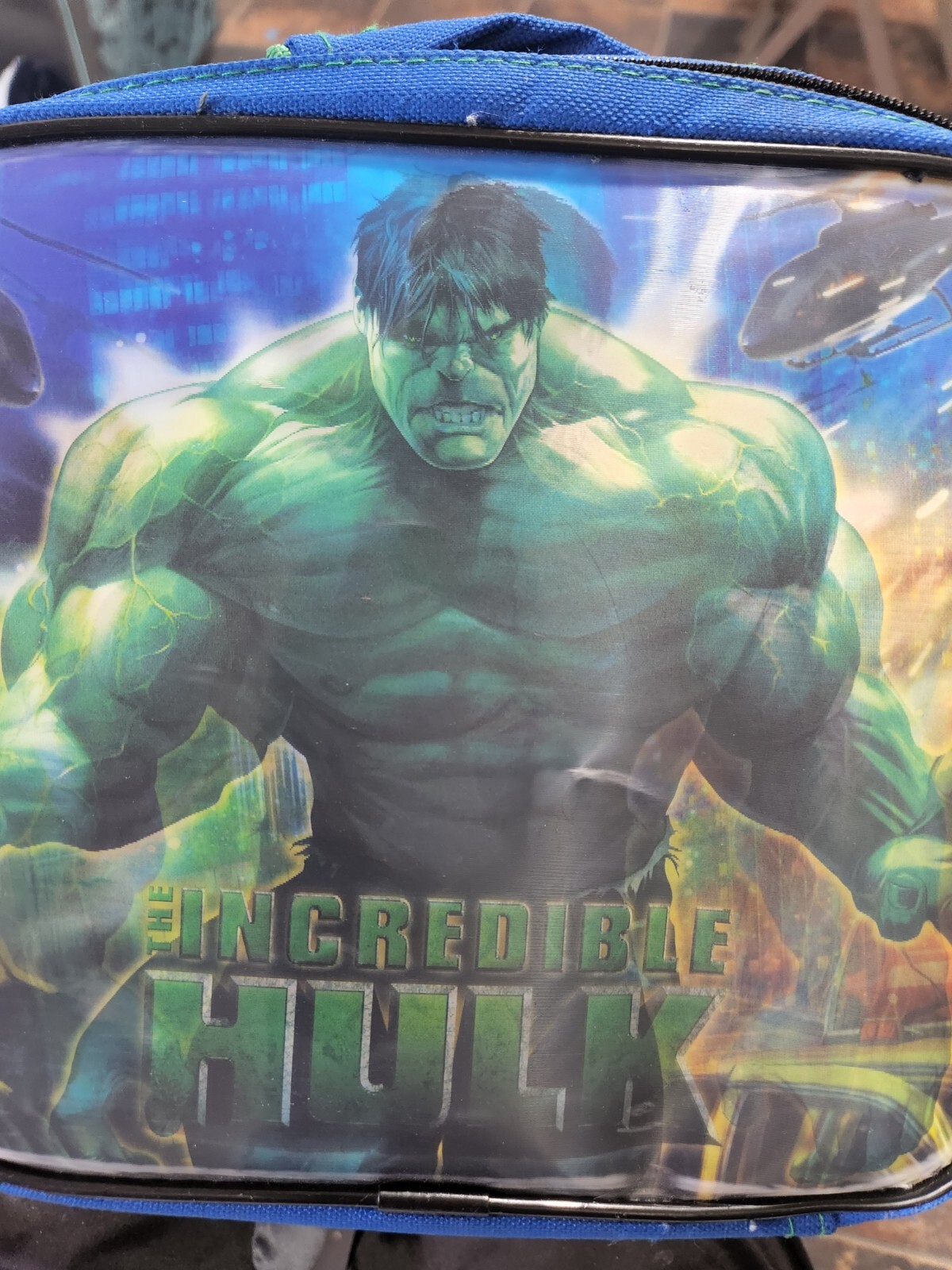 Vintage 2008 Marvel hulk Soft Lunch Pail Changing 3D Cover.  Blue