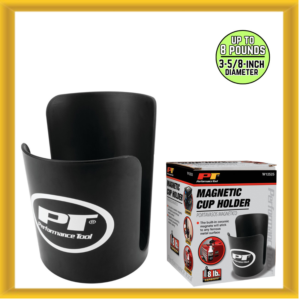 Performance Tool Black Built-in Ceramic Magnetic Cup Holder up to 8 Pounds (NEW)
