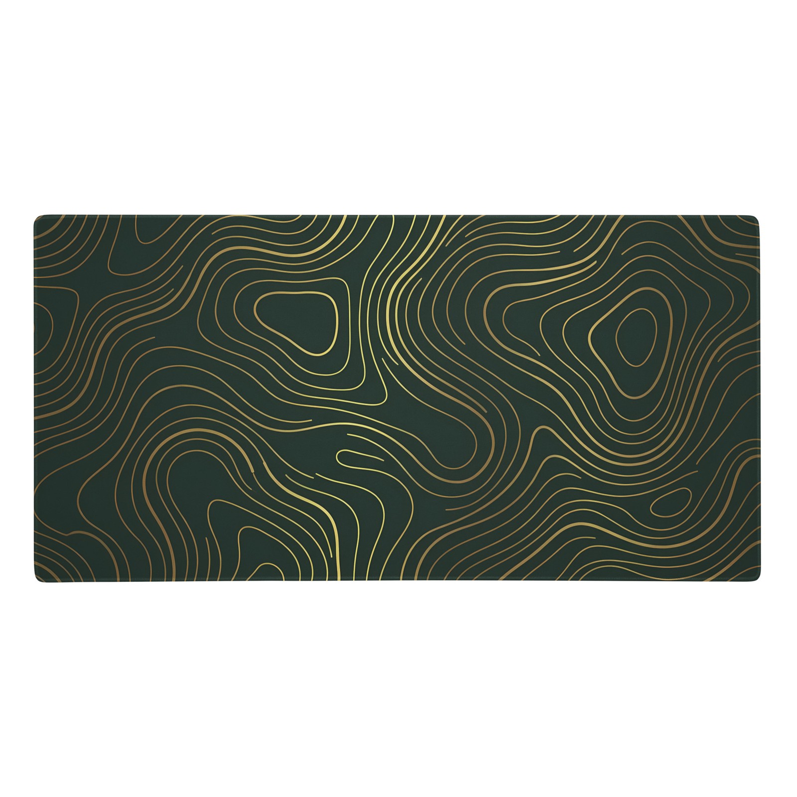 Green Gold Topographic Map Gaming Mouse Pad Desk Mat Minimalist Non-Slip