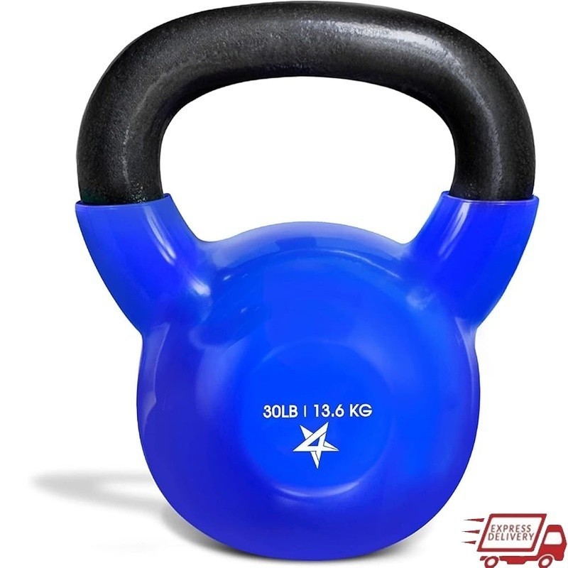 Cast Iron Kettlebell Heavy Weight Training Exercise Durable Vinyl Coated Grip US