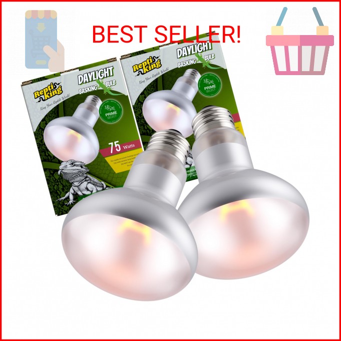 ReptiKing Reptile Heat Bulb Lamp, 2-Pack 75W Daylight Basking Spot, Bearded Drag