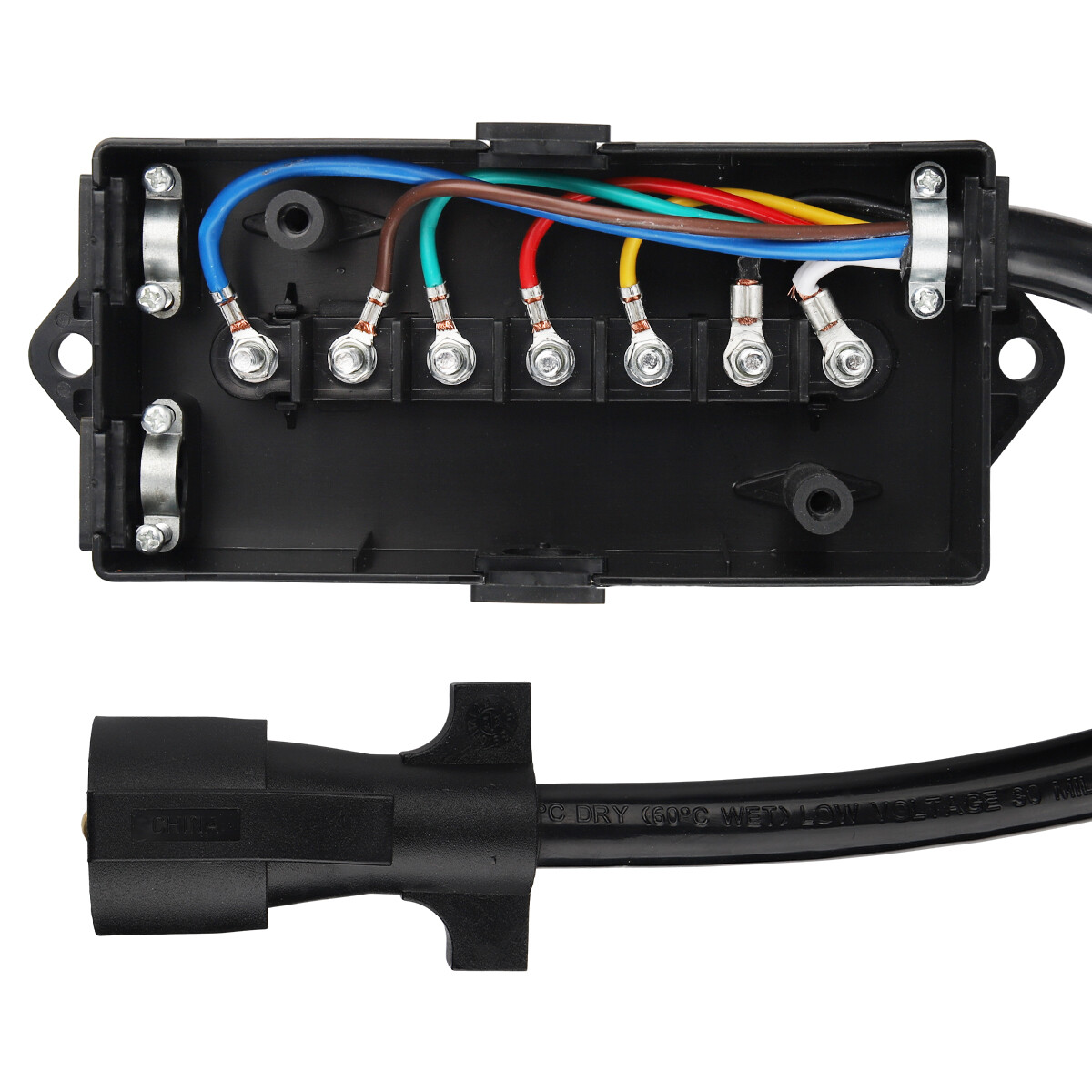 4ft 8ft Trailer Cord 7 Way Plug 7-Pole Inline Junction Box Wiring Harness Kit