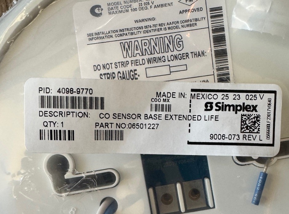 Simplex 4098-9770 - Truealarm CO sensor Base