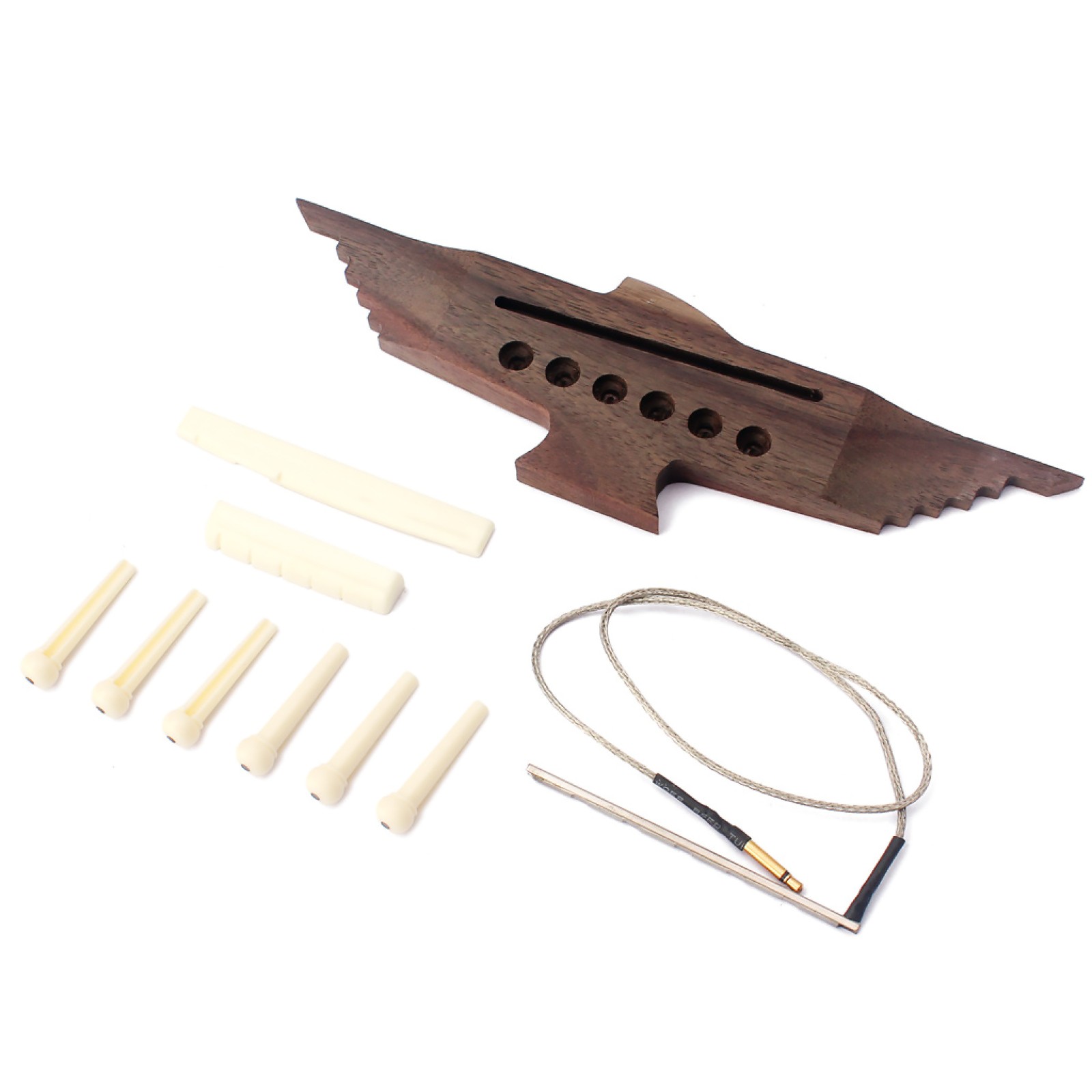 6 String Acoustic Guitar Rosewood Bridge & Pins Piezo Pickup Saddle Nut Set L