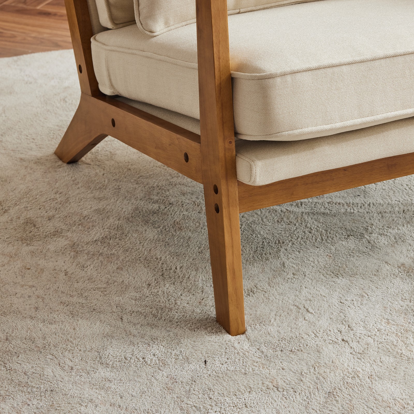 Retro casual chair, mid-century style wide chair, armchair with lumbar support