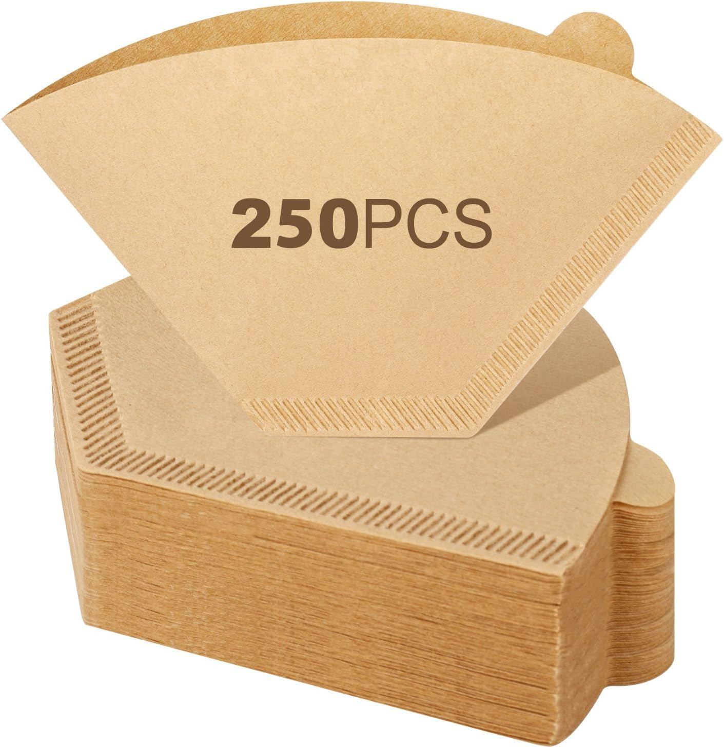 250 Count #2 Coffee Filters 2-4 Cup, Premiun Unbleached Natural Coffee Paper Fil