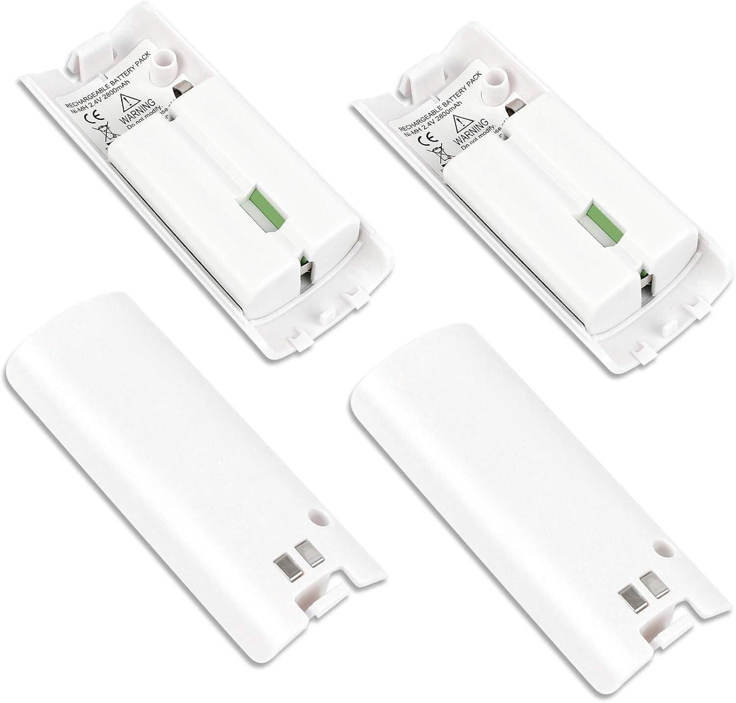 4-Pack Rechargeable Battery Packs for Wii and Wii U Remote Controller 2800mAh
