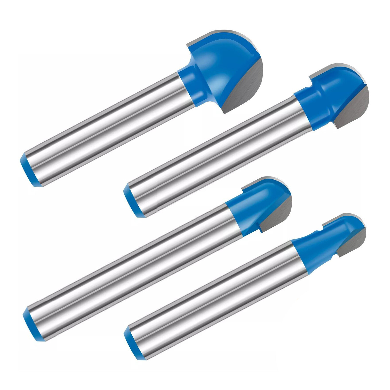 4Pcs/Set 1/4 inch Shank Solid Carbide Round Nose Router Bit Replacement