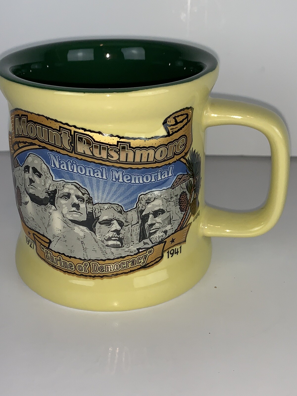 Official 3D Mount Rushmore Coffee Mug Yellow Green