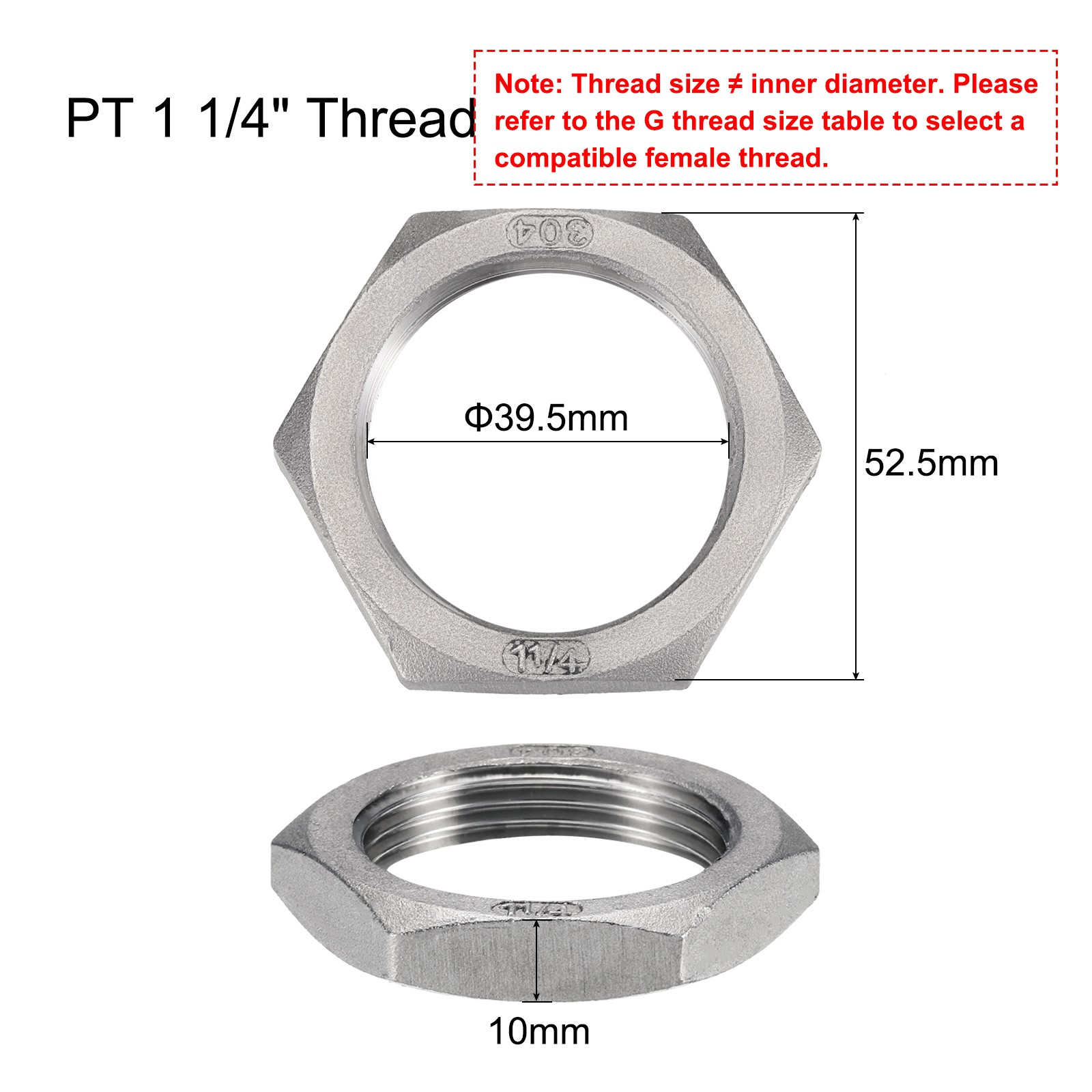 2 Pcs Cast Pipe Fitting Hex Locknut Nut g 1 1/4" Female Thread (DN32)