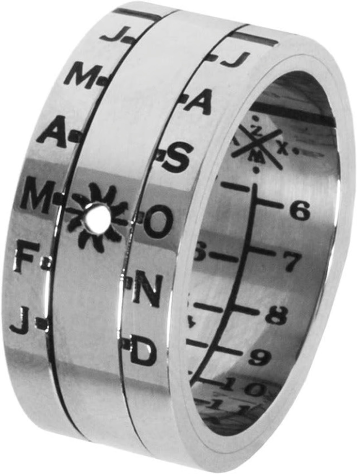 Aquitaine Carpe Diem Sundial Ring Silver Finish Size 12 or Size 10 "You Choose"