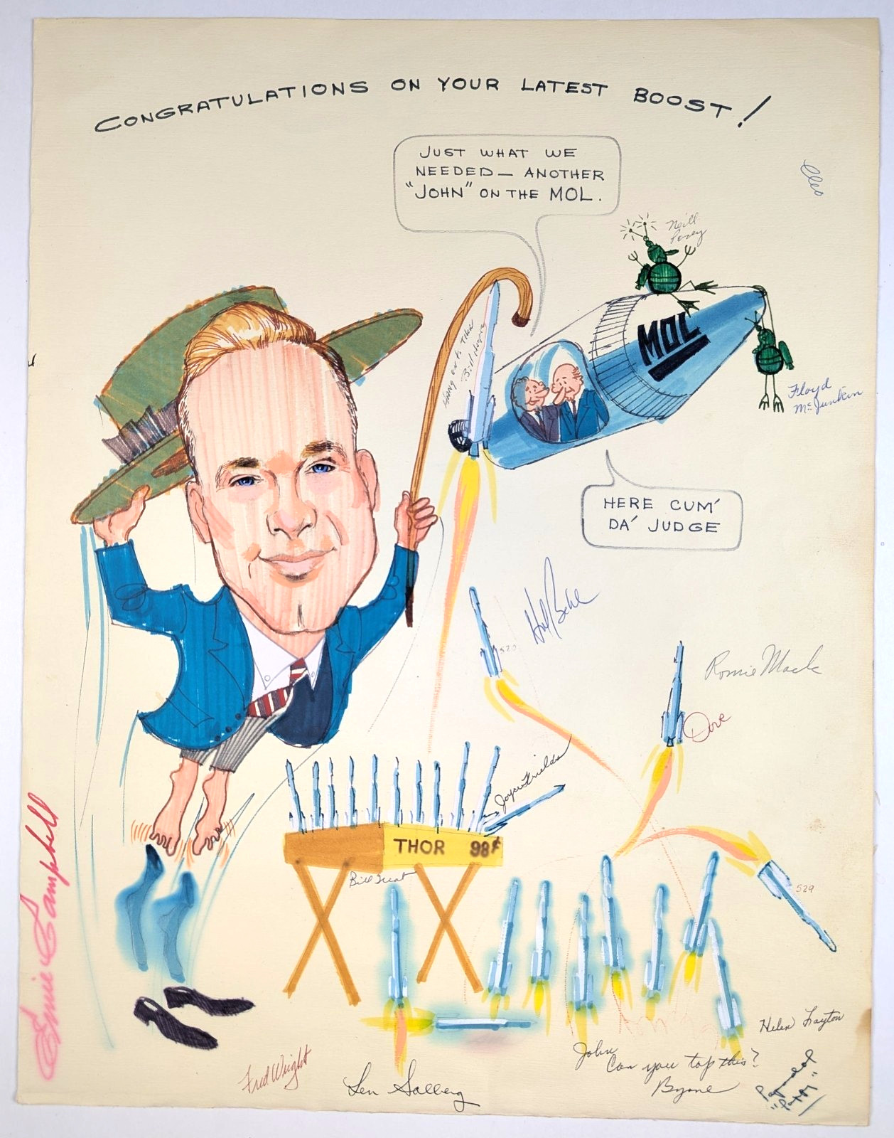 1968 McDonnell Douglas Space Art Manned Orbiting Lab MOL Thor Rocket Roast