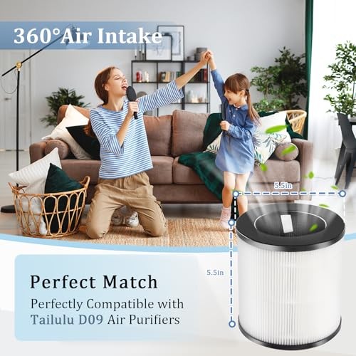 D09 Replacement Filter Compatible with Tailulu Air Purifier White D09 FILTER