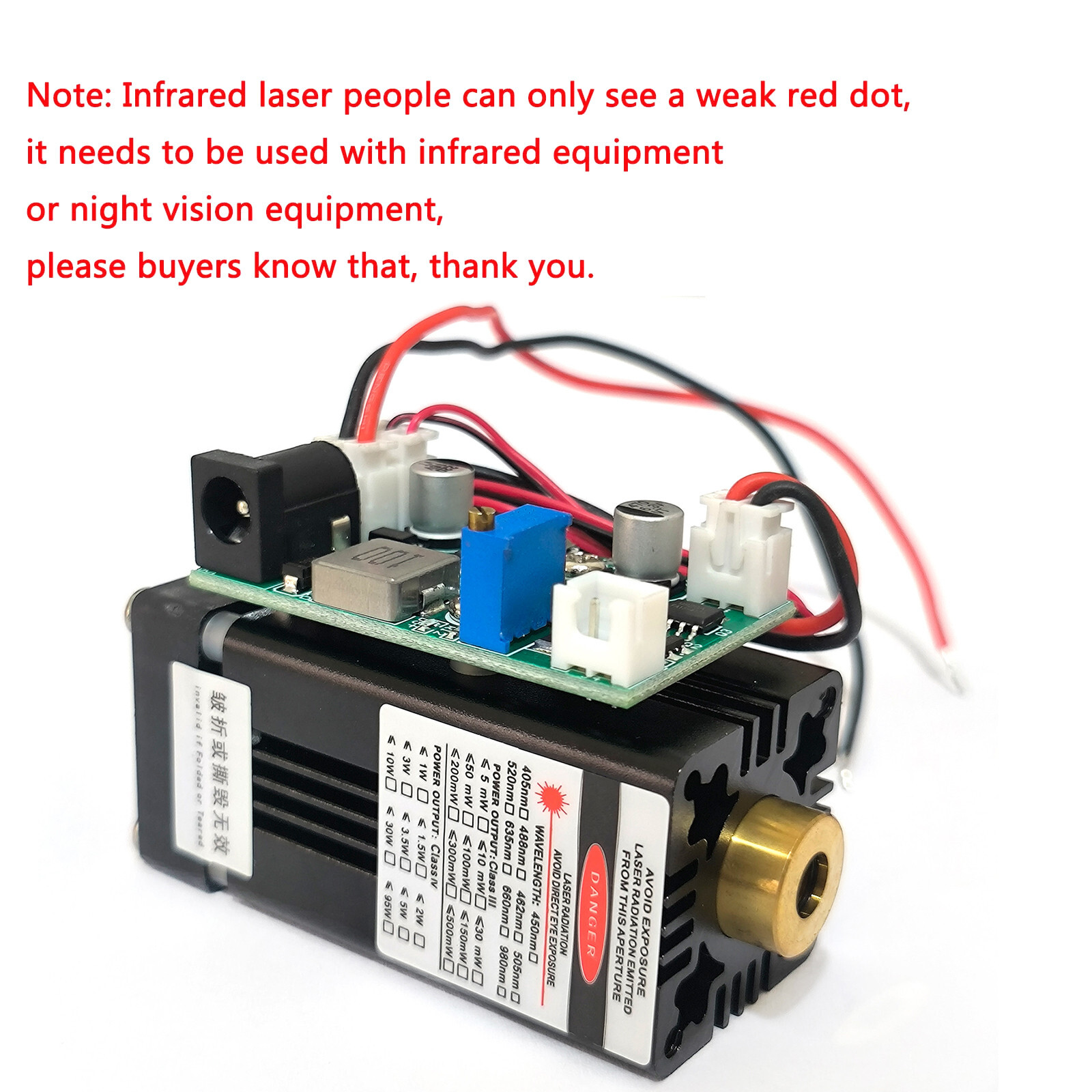 1pc Industrial High Power 850nm 1W 1000mW IR Laser Diode Module 12V UV curing