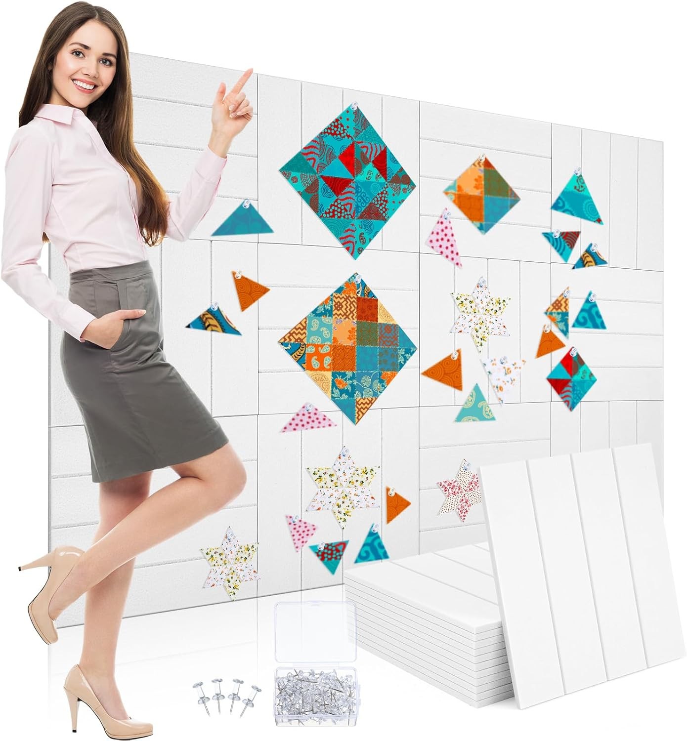 12 Pcs Quilting Design Wall Panels, 11.8 x Inch 47 x 35 inches, White