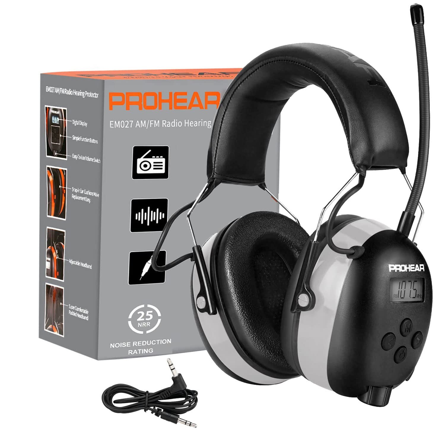 Digital Ear Protection Headphones 25dB NRR for Lawn Mowing & Construction