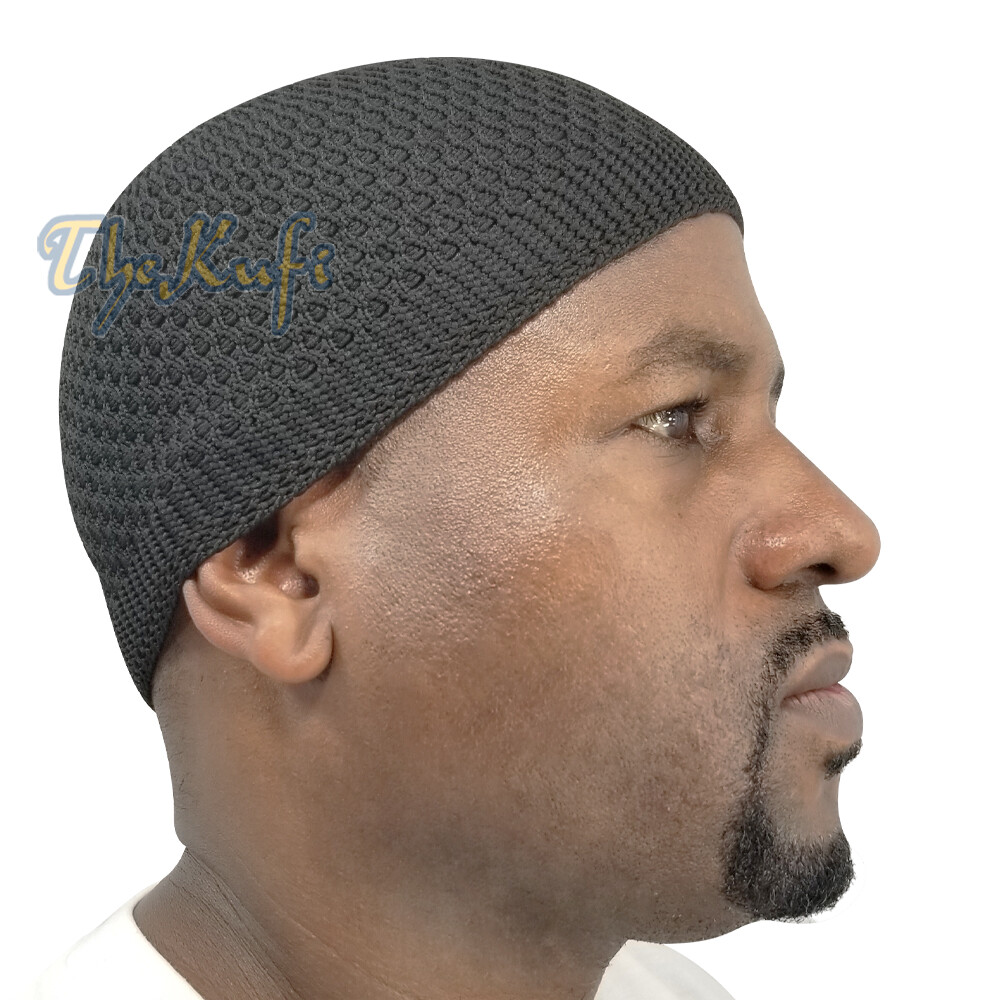 SALE! BLACK KUFI SKULL CAP | Nylon Stretchy Muslim Prayer Beanie Hat Sizes SM-4X