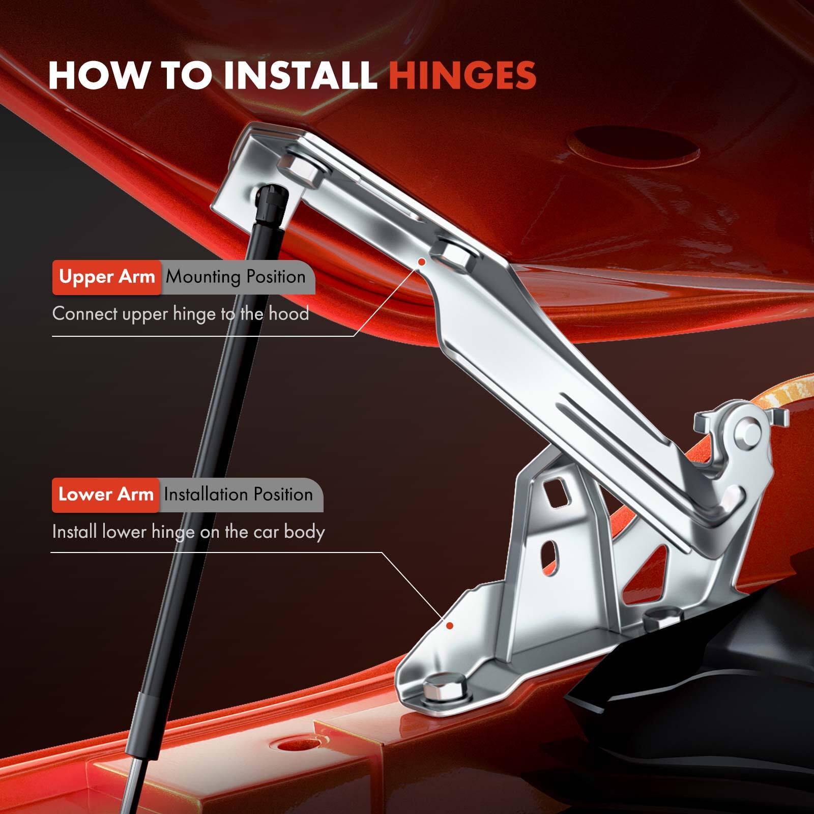 2Pcs Front Driver & Passenger Side Hood Hinge for Ford Mustang 2015 2016 2017