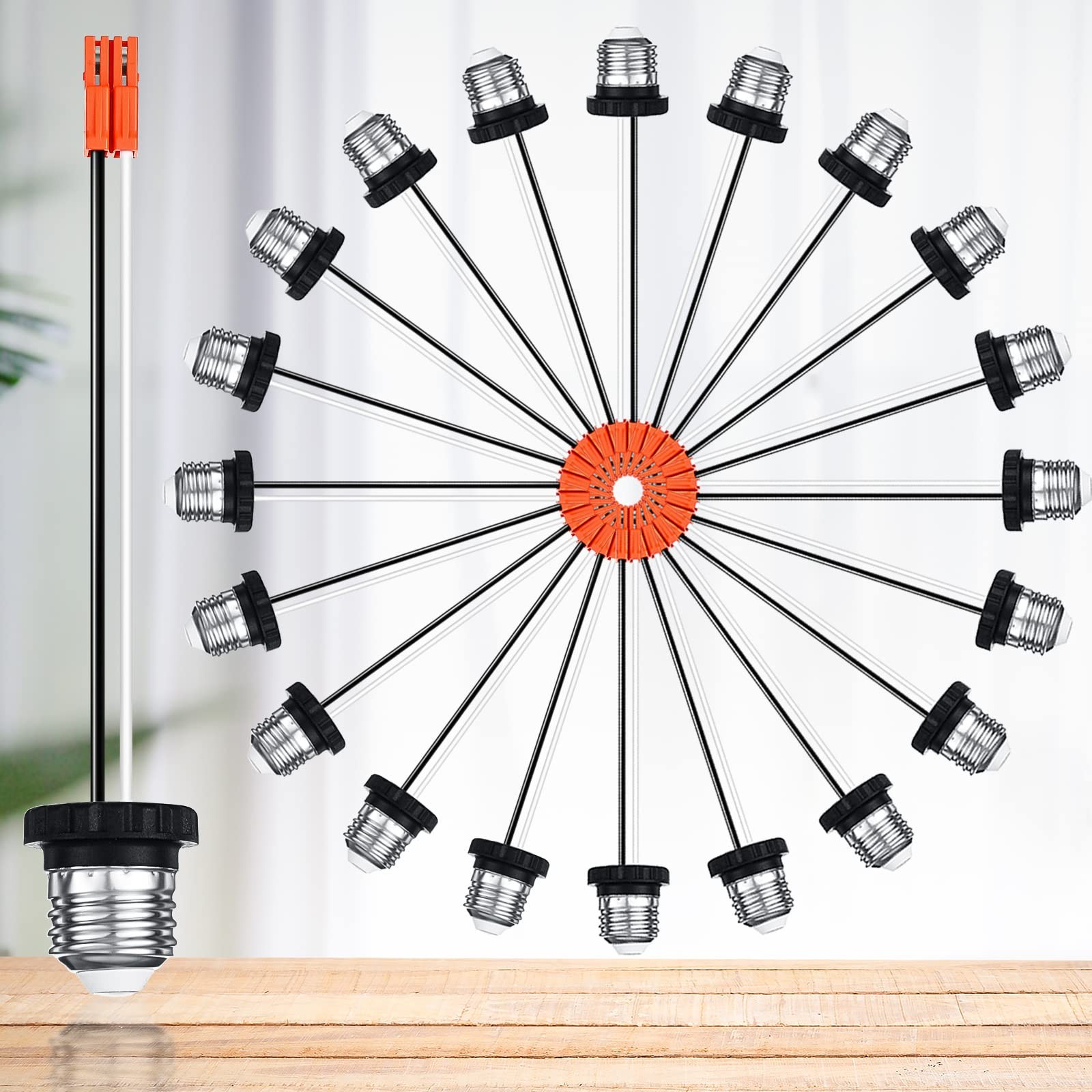 20 Pcs E26 Socket Adapter for LED Recessed Lights, Medium Base Pigtail