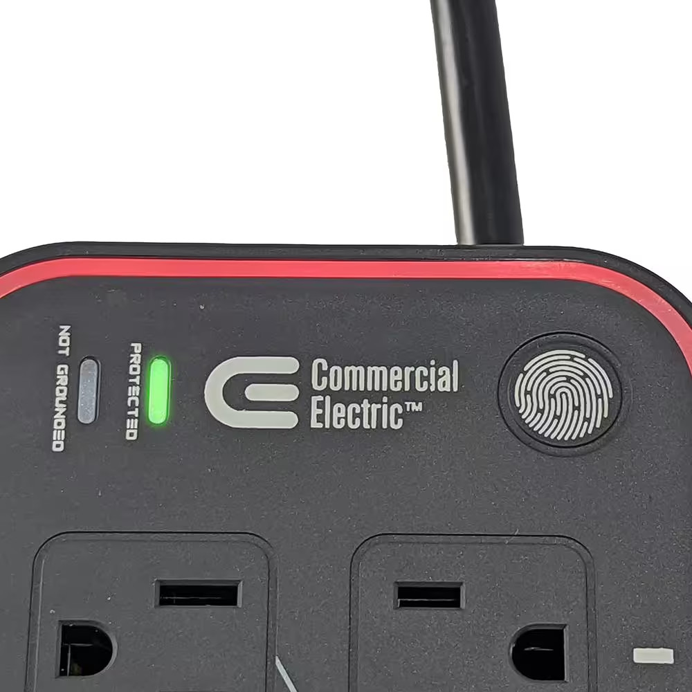 6 Ft. 6-Outlet RGB Gaming Surge Protector with 2 USB-A and 1 USB-C, Black