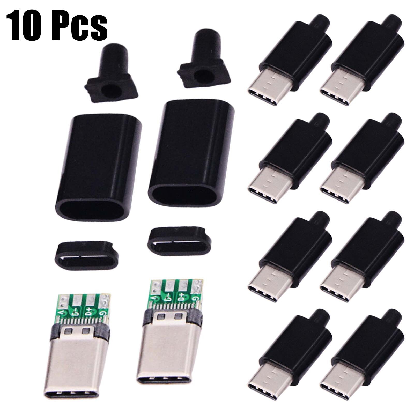 10pcs USB3.1Type for C Male PCB board welding line with black or white shell