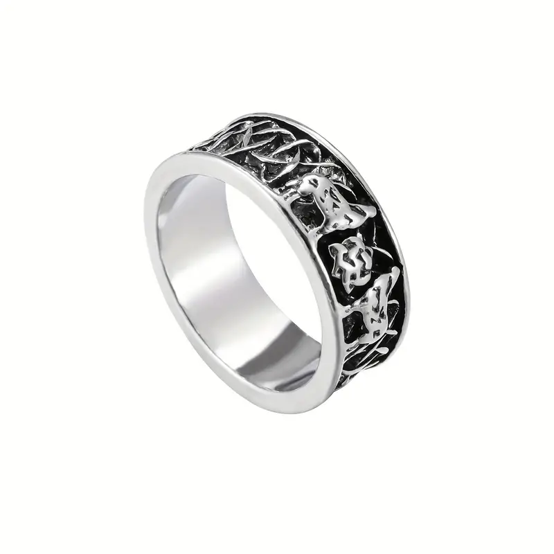 Celtic Knot Wolves Stainless Ring Band Trinity Knot Viking Wolf Jewelry