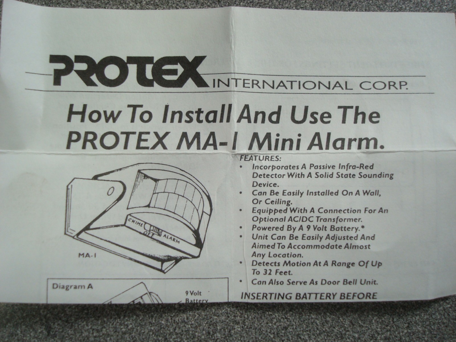 PROTEX Mini Alarm Motion Sensing