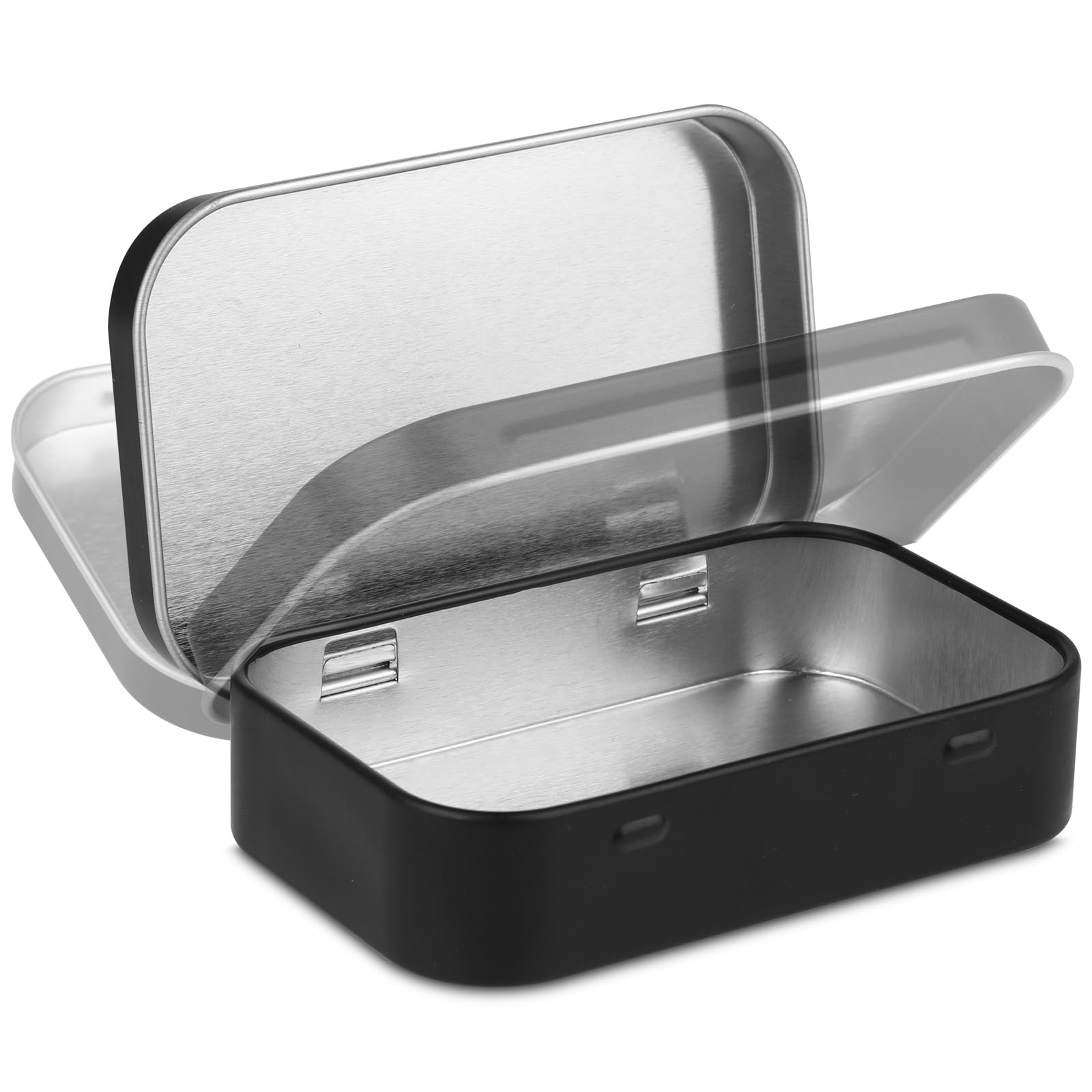 Ouligay Black Metal Rectangular Empty Hinged Tins Metal Tin Box Small Tins wi...