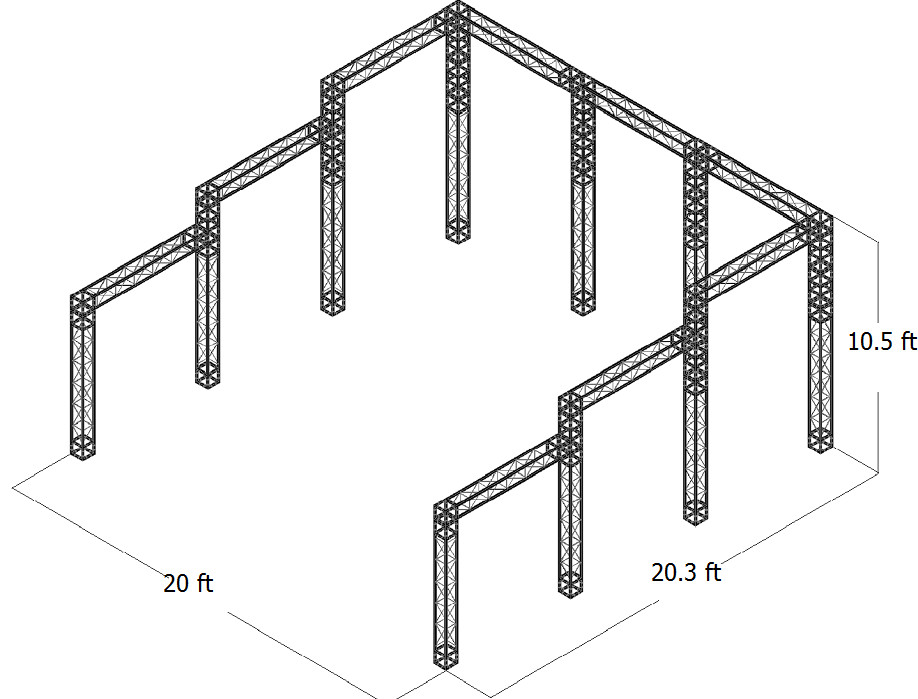 Trade Show Booth Trusses DJ Stage 20ftx20.3ftx10.5ft Metal Black Truss box