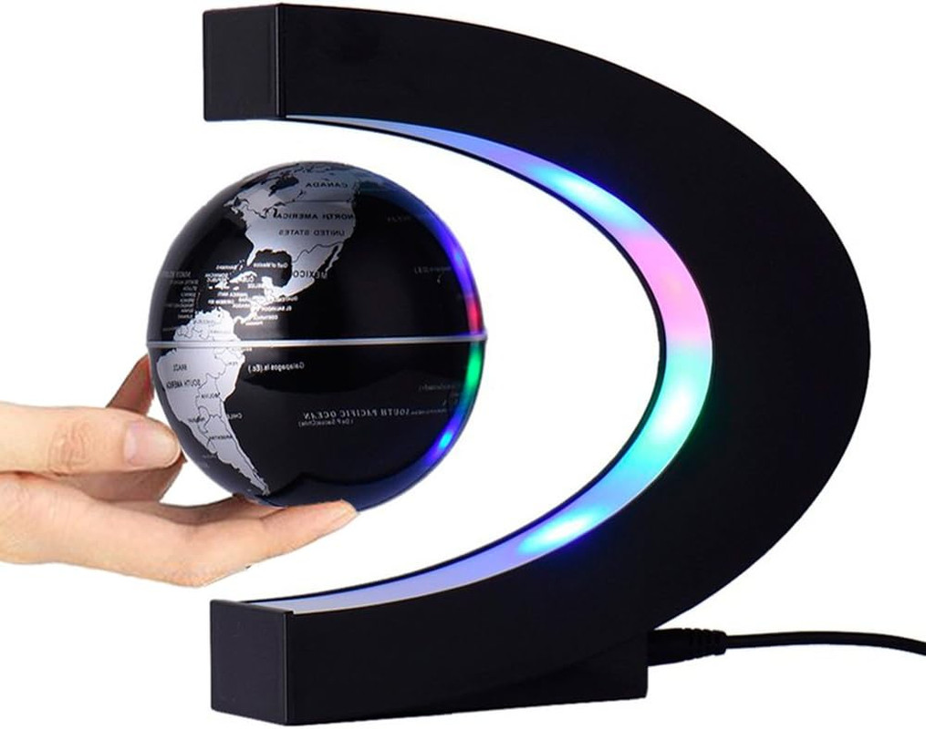 Magnetic Levitation Floating Globe 3 Inch with LED Lights C Shape World Map for