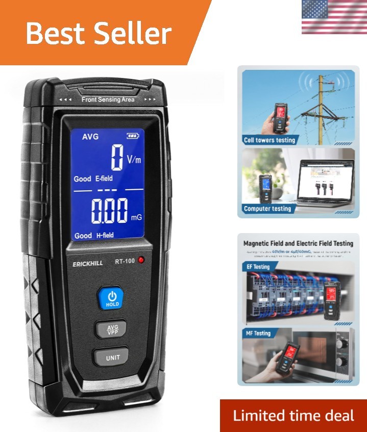 EMF Meter, Detects Electric and Magnetic Fields, Handheld Digital EMF Detecto...