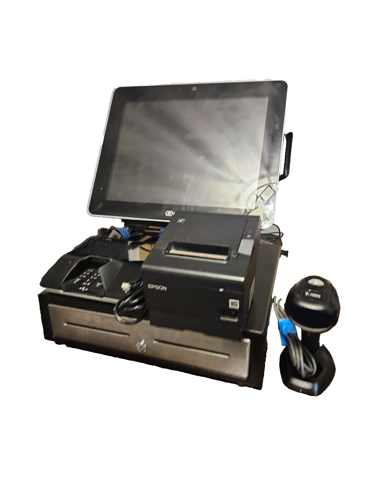 ncr 7761-3100-0061 15" Touchscreen Terminal POS w Card Reader, printer cash draw