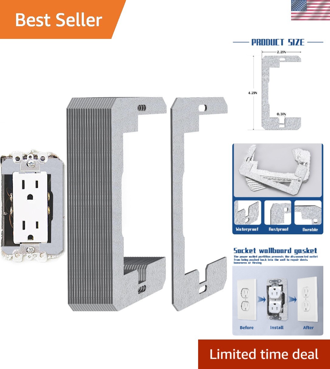 20 Pcs Wall Plate Spacer- Metal Flush Fit Device Leveling Plates- Receptacle ...