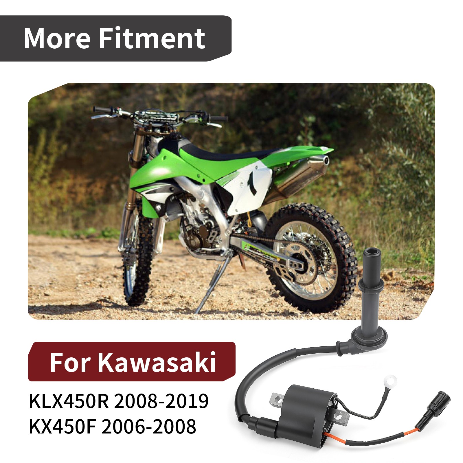 Ignition Coil w/ Spark Plug Cap for Kawasaki KLX450R 2008-2019 KX450F 2006-2008