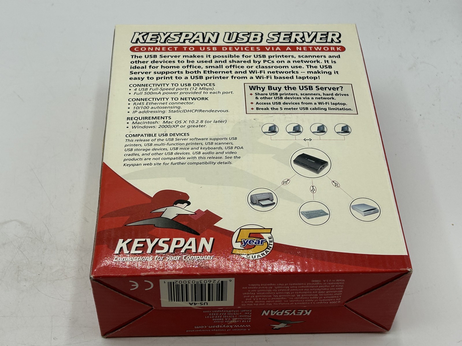 OPEN BOX Keyspan US-4A Network USB Server WITH FREE SHIPPING
