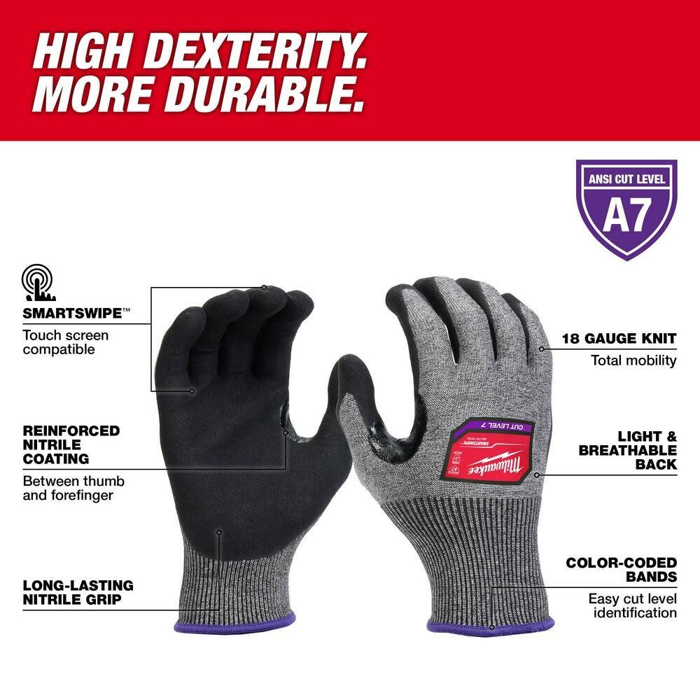 Milwaukee Cut Level 7 High Dexterity Nitrile Dipped Gloves Medium