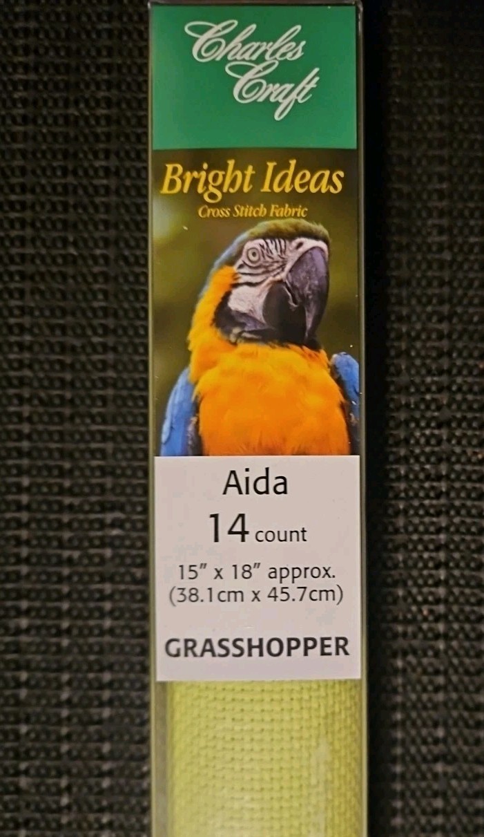 Charles Craft Cross Stitch Aida Cloth Fabric 14 Count 15" x 18" Lime Green NEW