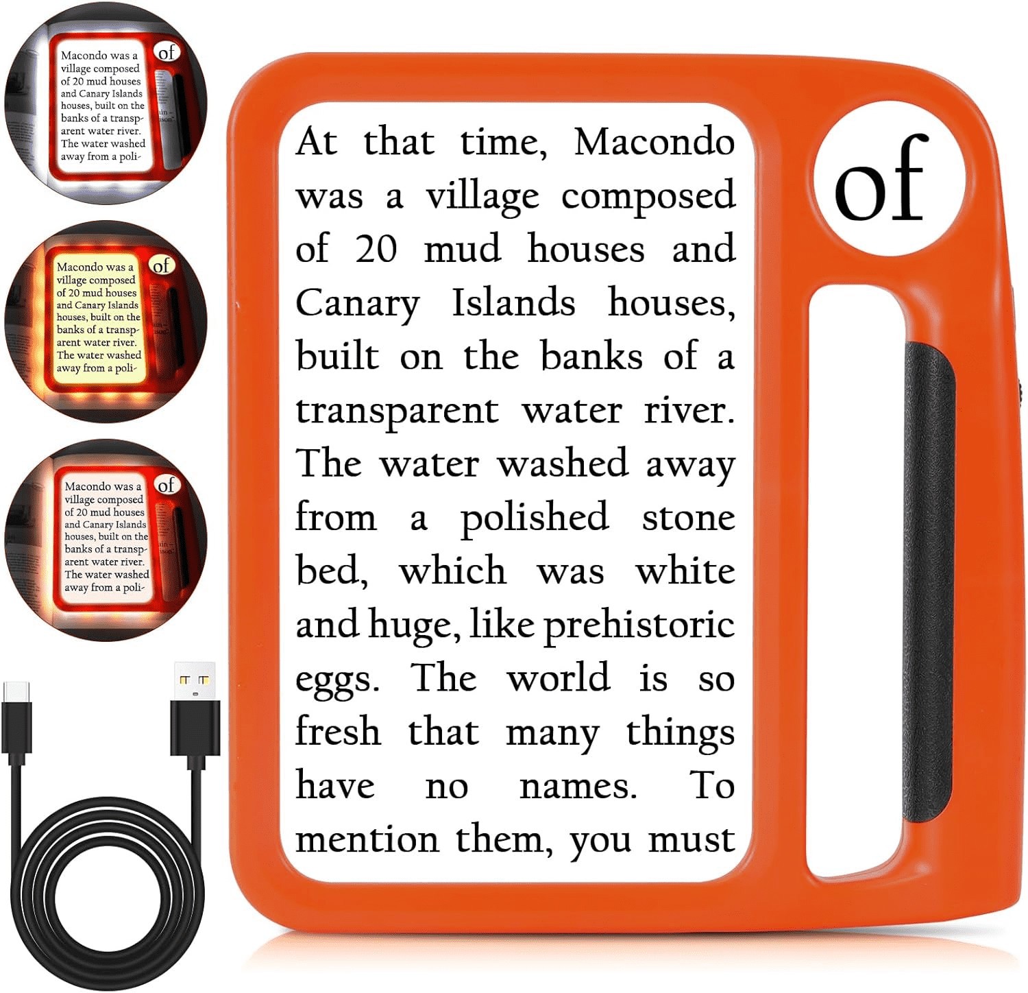 5X 10X Full-Page Magnifying Glass 48 LEDs 3 Modes Rechargeable Handheld Reading