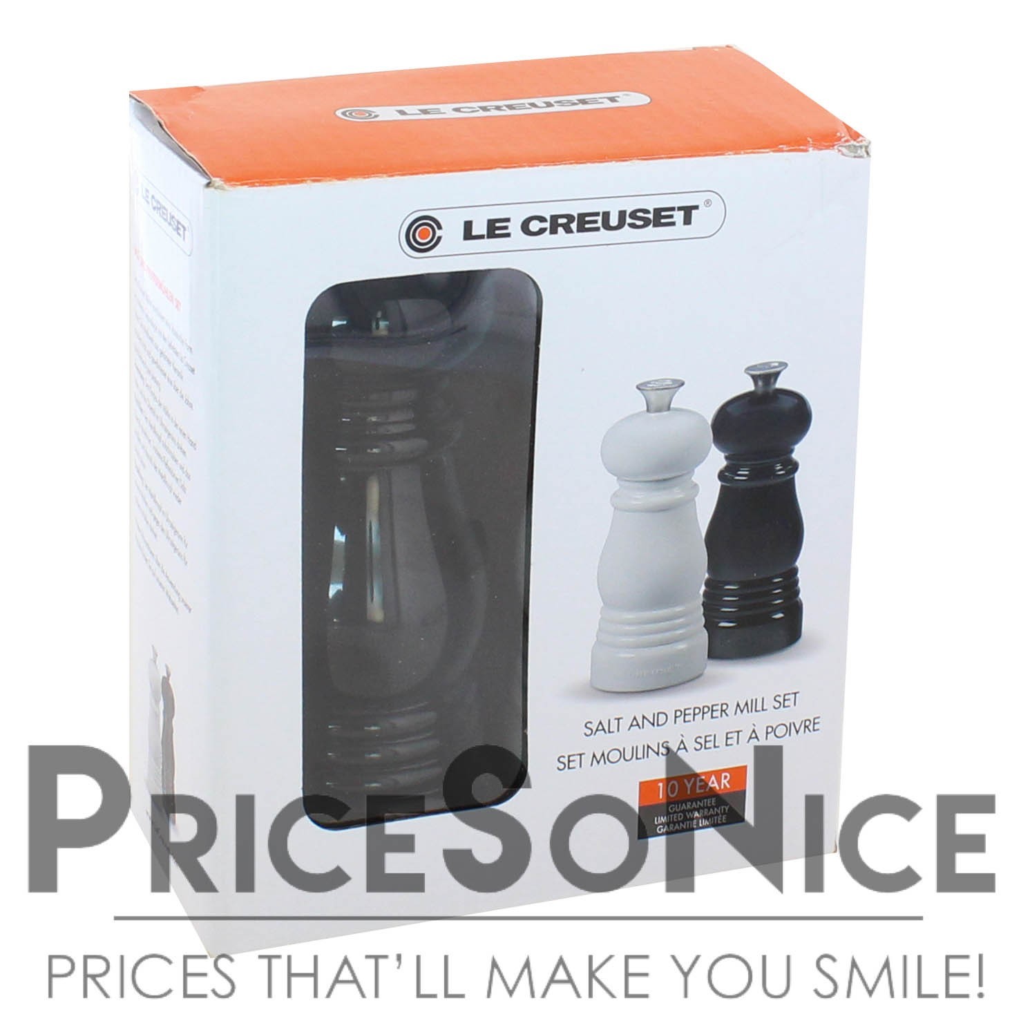 Le Creuset Acrylic Black and White Petite 4.3" Salt and Pepper Mill Set