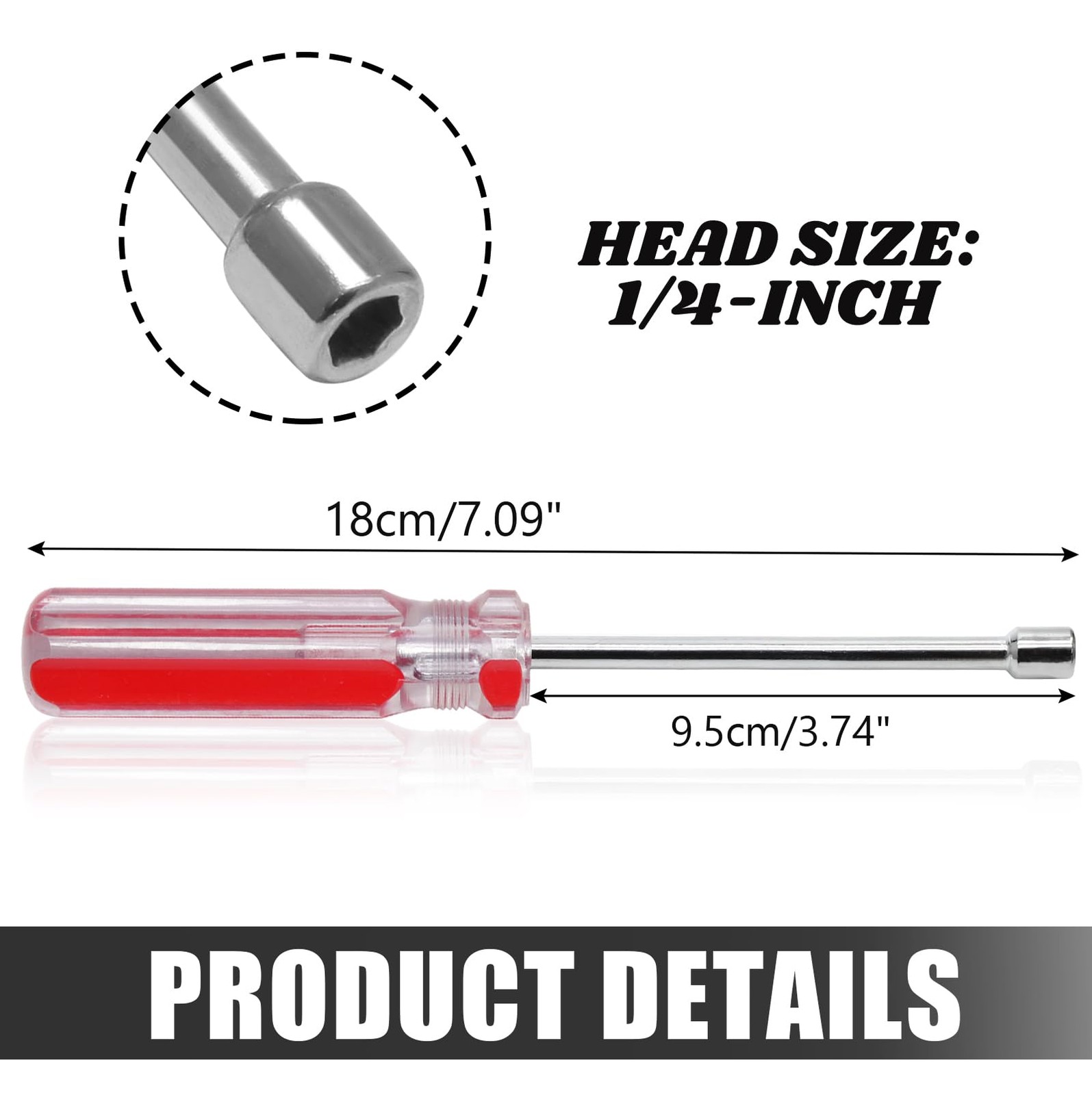 1/4 Inch Hex Nut Driver, Socket Wrench Screwdriver with 3.7-Inch Hollow Shaft...