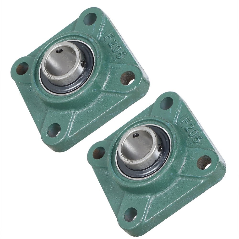 2 Pcs UCF205-16 Solid Base Pillow Block Flange Mounted Bearing 1" Bore 4 Bolt