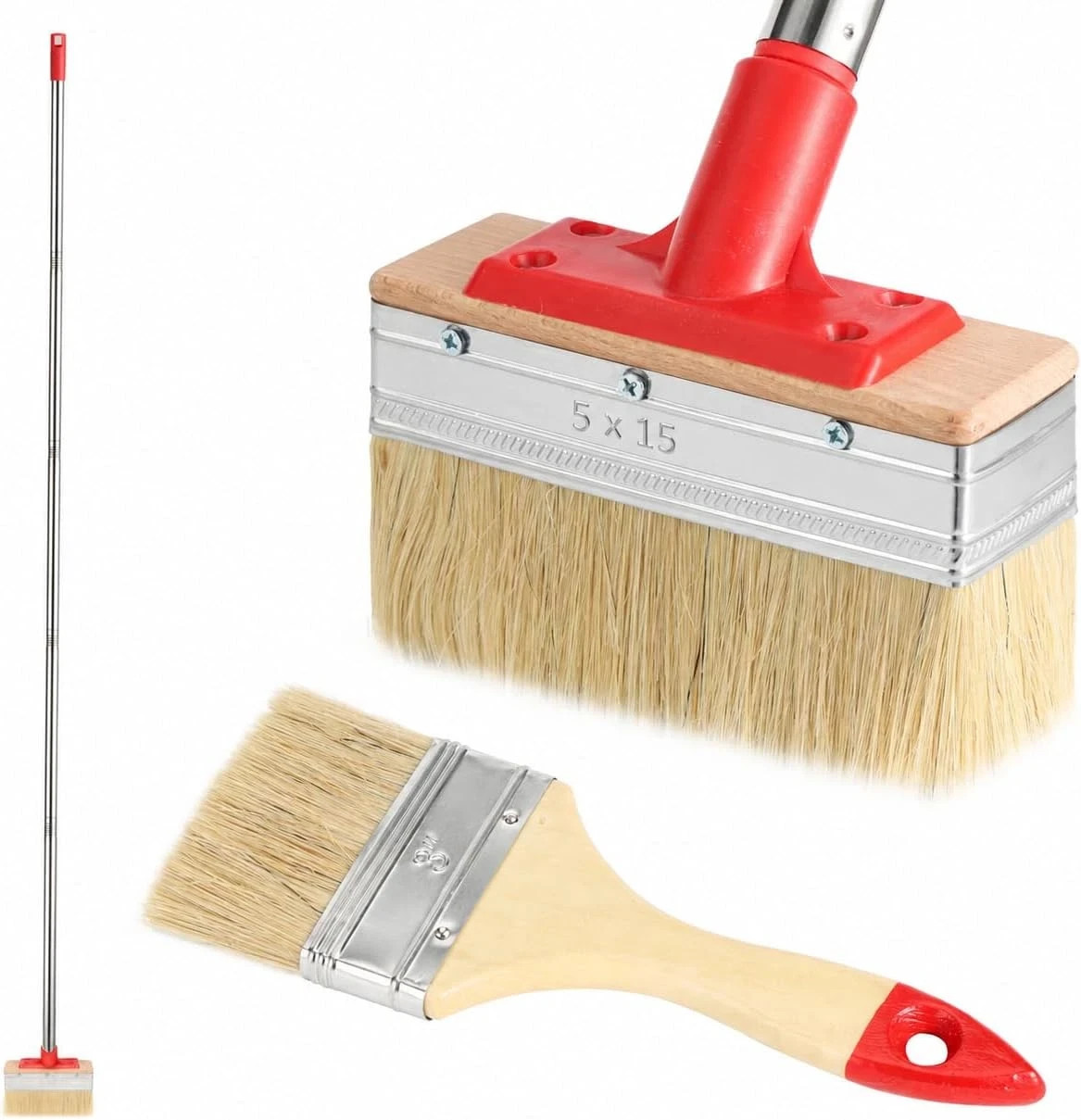 Bates- 6 Inch Deck Stain Brush, 77" Long Handle, Deck Stain Applicator for Wood,