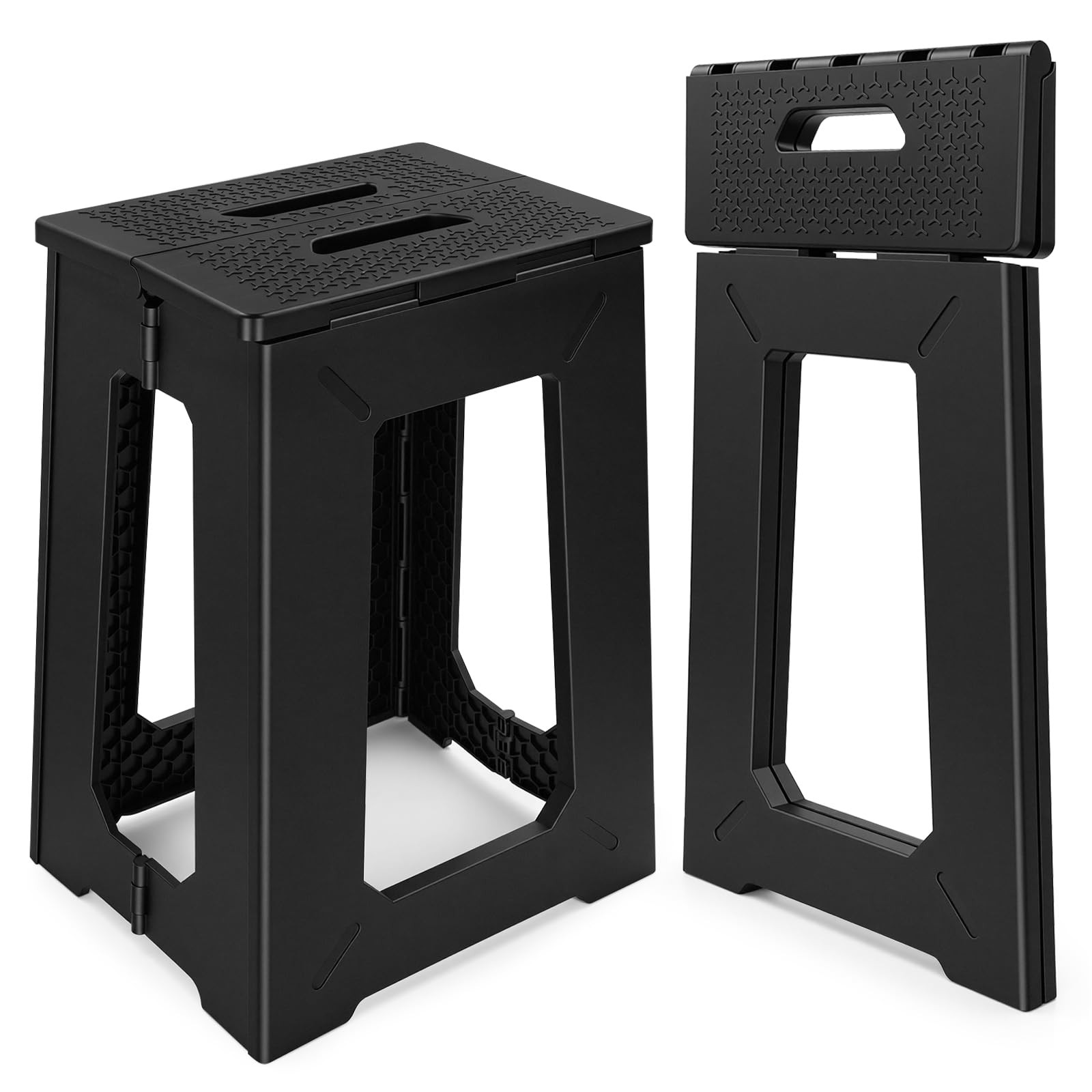 Foldable Stool Chair, 17.7” Tall Folding Seat for Adults up to 400 lb, Heavy-...