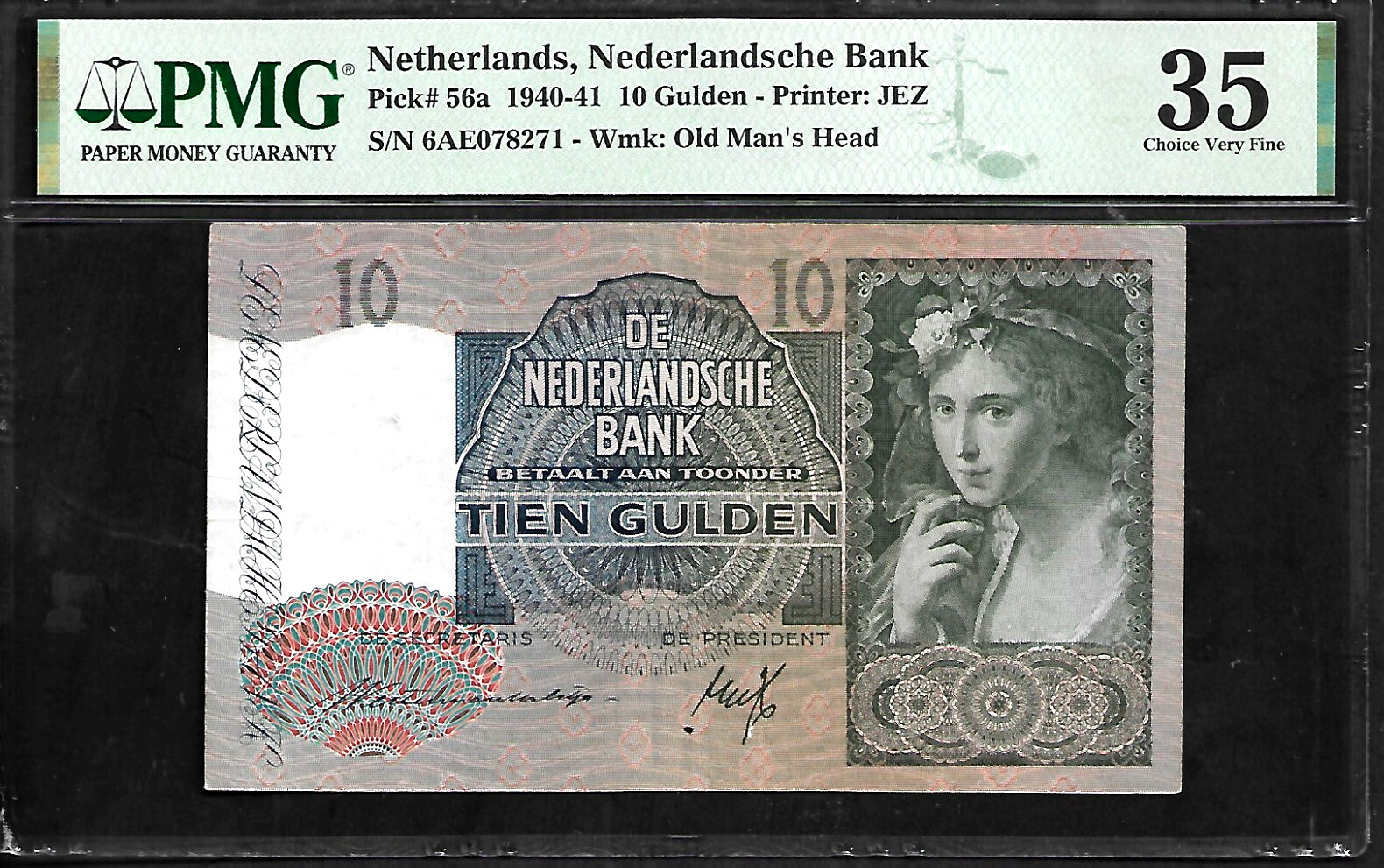 Netherlands  10 Gulden 1940 PMG 35 P#56a Nederlandsche Bank