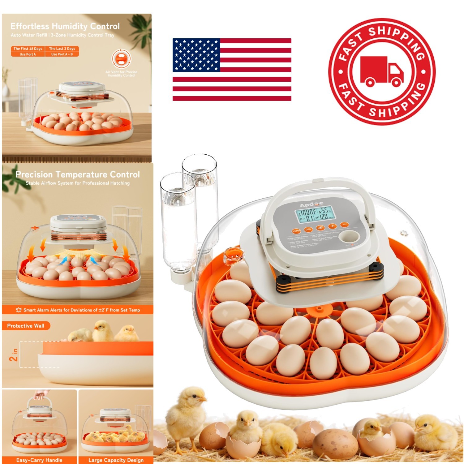 Hatching Eggs Incubator for 25 Eggs Automatic Egg Turning Temperature Control
