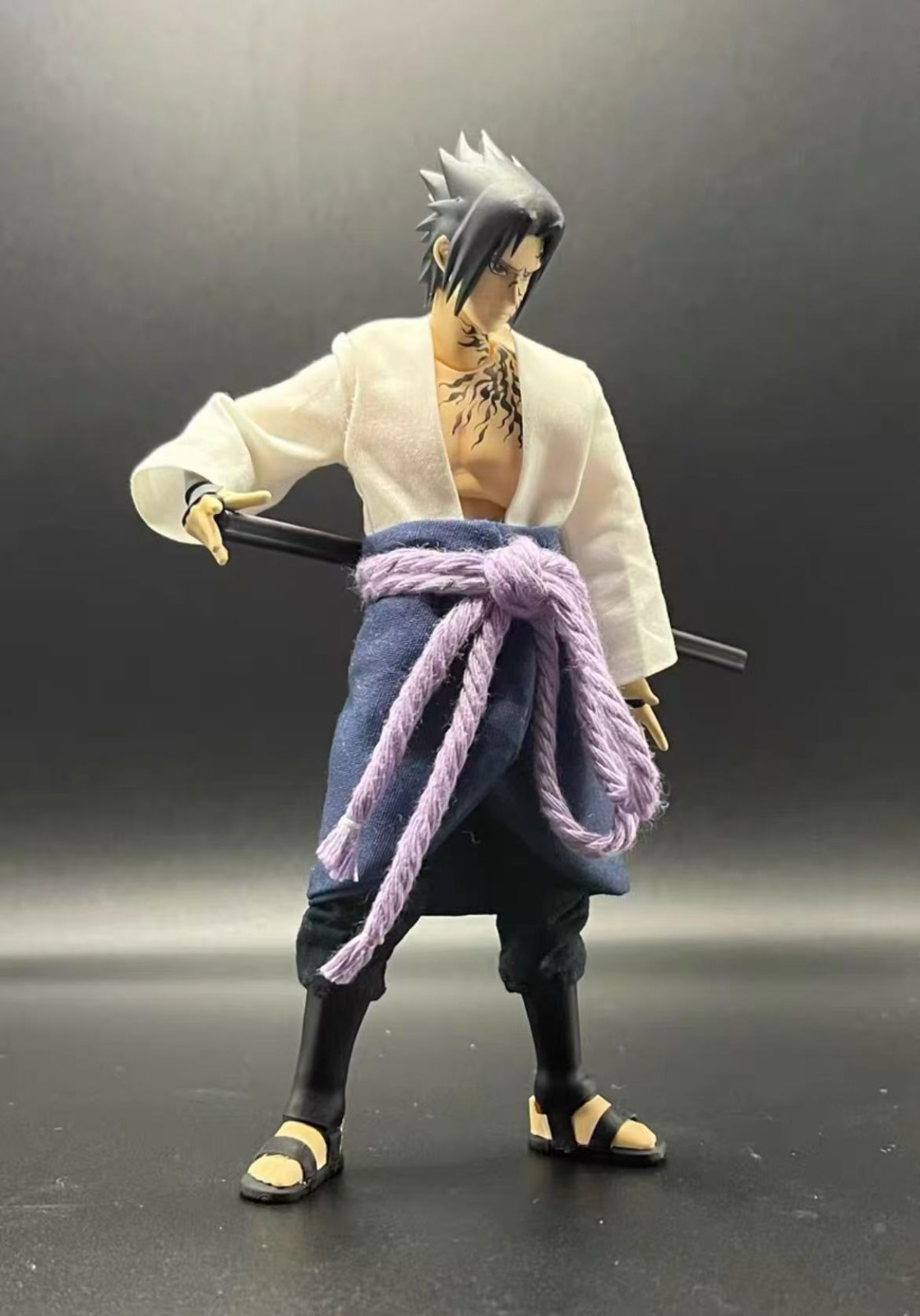 custom Uchiha Sasuke White-Collar Style 1/12 SHF 6 inch Action Figure  NARUTO